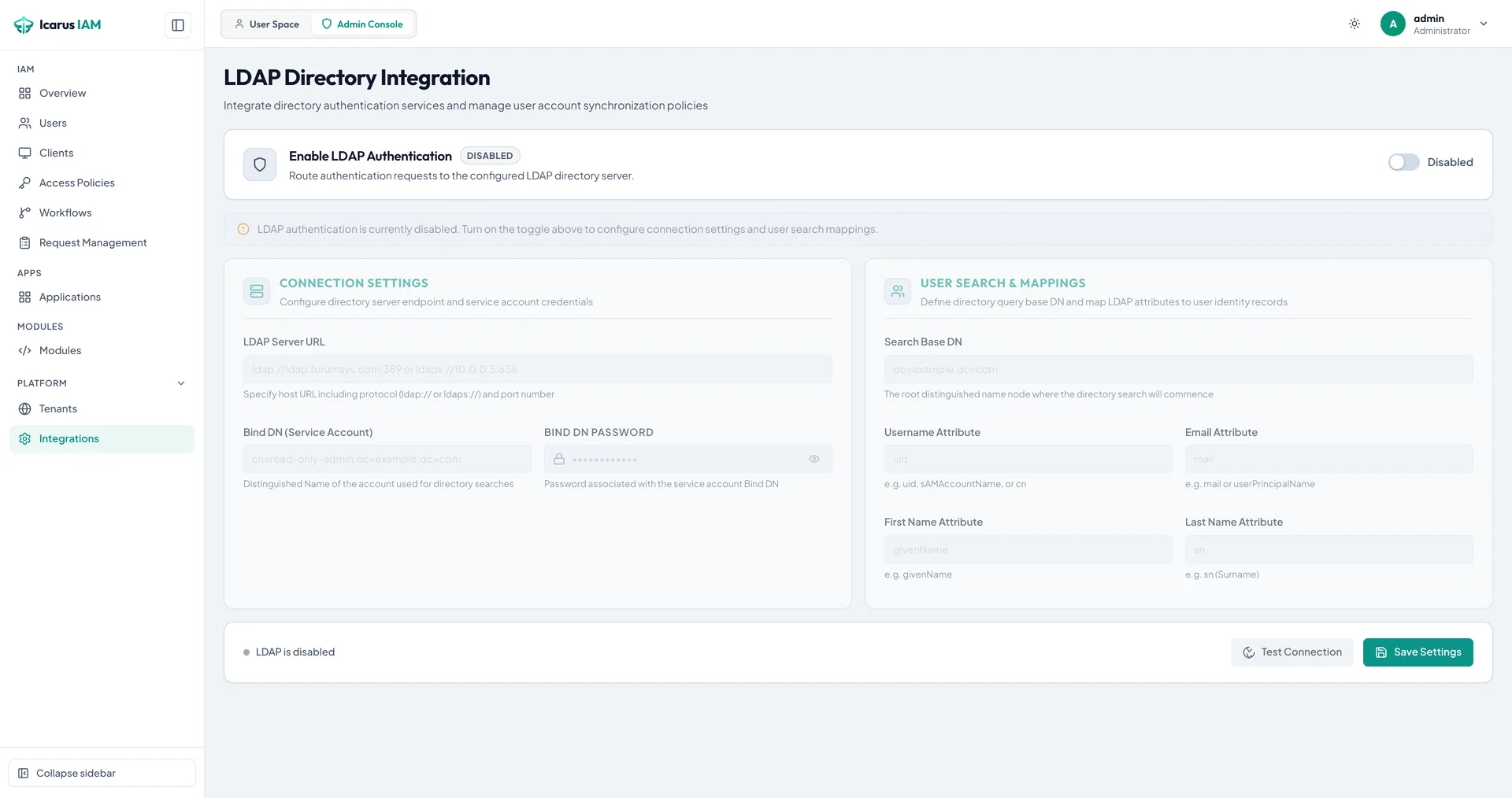 IcarusIAM - Enterprise LDAP Directory Integration